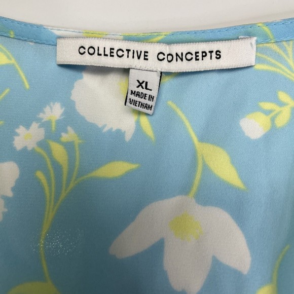 Collective Concepts Ruffled Floral Mini Dress Light Blue Size Large NEW w/o Tags - Picture 5 of 10